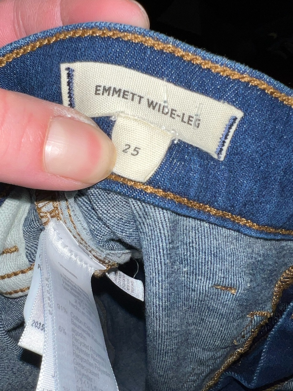 Madewell Emmet Wide Leg High Rise Dark Wash Blue Denim Patch Pockets Size 25 - Picture 10 of 13